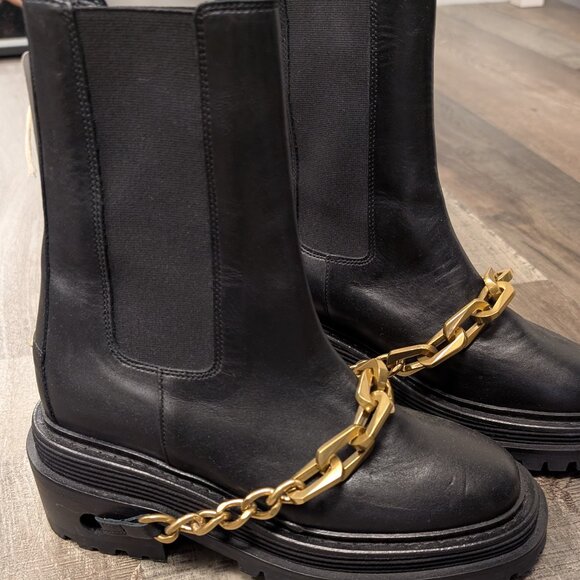 Sandro Chunky booties with gold chain size 37 - Picture 1 of 3